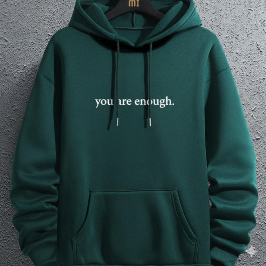 Men’s Letter Print Graphic Hoodie with Pocket & Drawstring