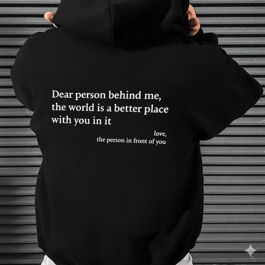 Men’s Letter Print Graphic Hoodie with Pocket & Drawstring