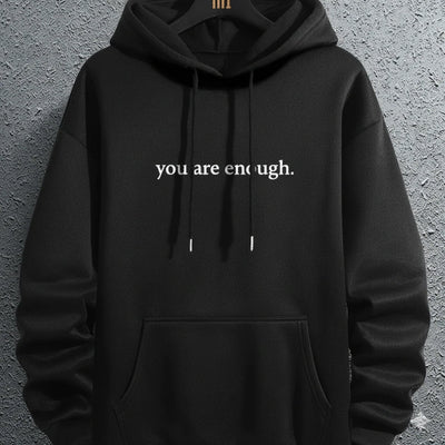 Men’s Letter Print Graphic Hoodie with Pocket & Drawstring