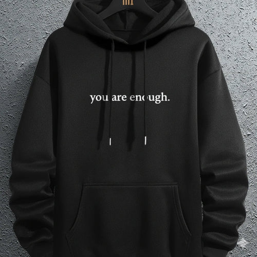 Men’s Letter Print Graphic Hoodie with Pocket & Drawstring