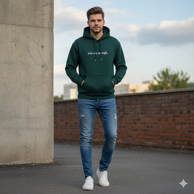 Men’s Letter Print Graphic Hoodie with Pocket & Drawstring