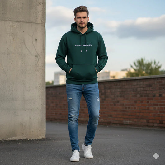 Men’s Letter Print Graphic Hoodie with Pocket & Drawstring