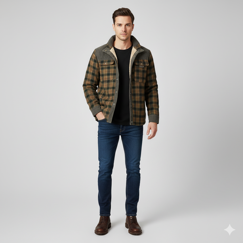 Men’s Plaid Sherpa Flannel Jacket