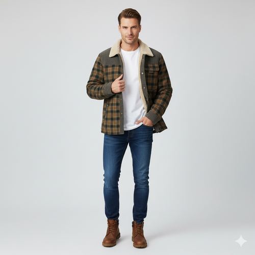 Men’s Plaid Sherpa Flannel Jacket