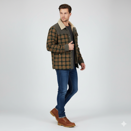 Men’s Plaid Sherpa Flannel Jacket