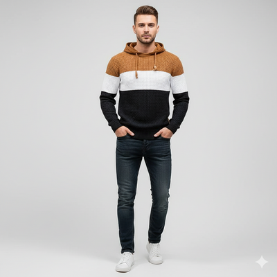 Men’s Tricolor Hooded Pullover Sweatshirt