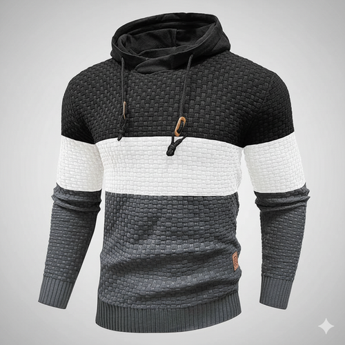 Men’s Tricolor Hooded Pullover Sweatshirt