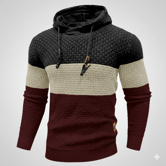 Men’s Tricolor Hooded Pullover Sweatshirt
