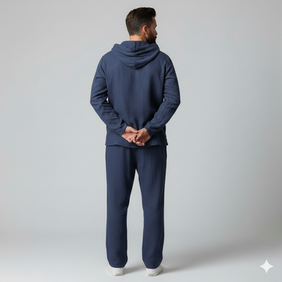 Men’s Casual Linen Hooded Two-Piece Set