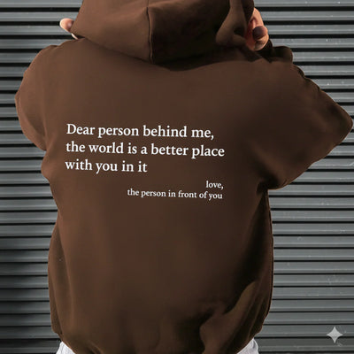 Men’s Letter Print Graphic Hoodie with Pocket & Drawstring