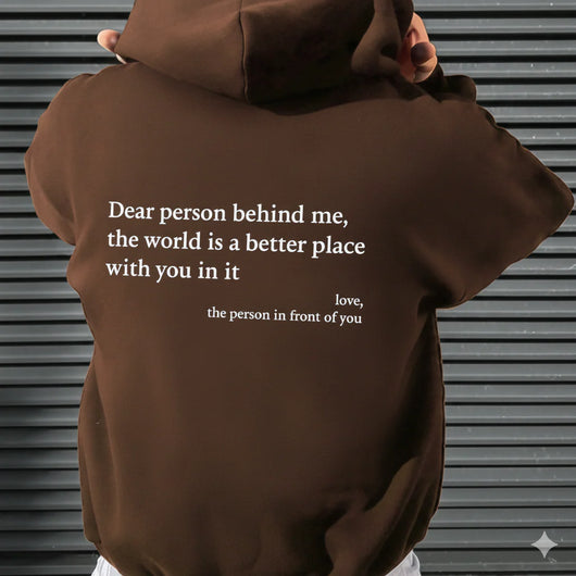 Men’s Letter Print Graphic Hoodie with Pocket & Drawstring