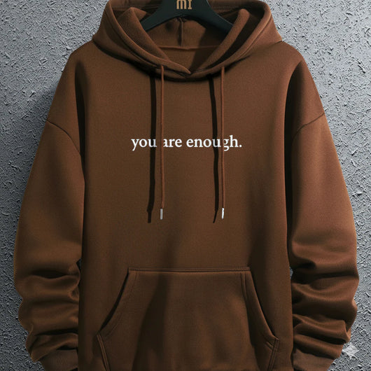 Men’s Letter Print Graphic Hoodie with Pocket & Drawstring