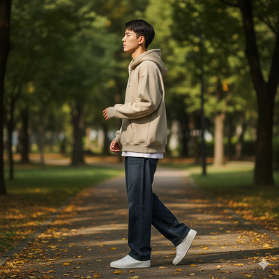 Men’s Drop Shoulder Casual Half Zip Hoodie