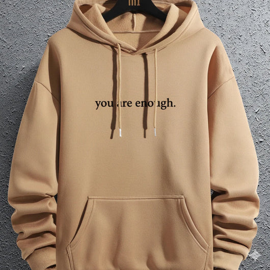 Men’s Letter Print Graphic Hoodie with Pocket & Drawstring