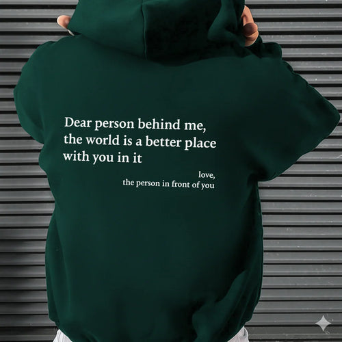 Men’s Letter Print Graphic Hoodie with Pocket & Drawstring